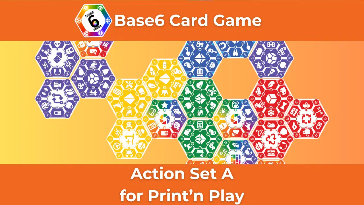Base6 Card Game Action Set A for Print and Play